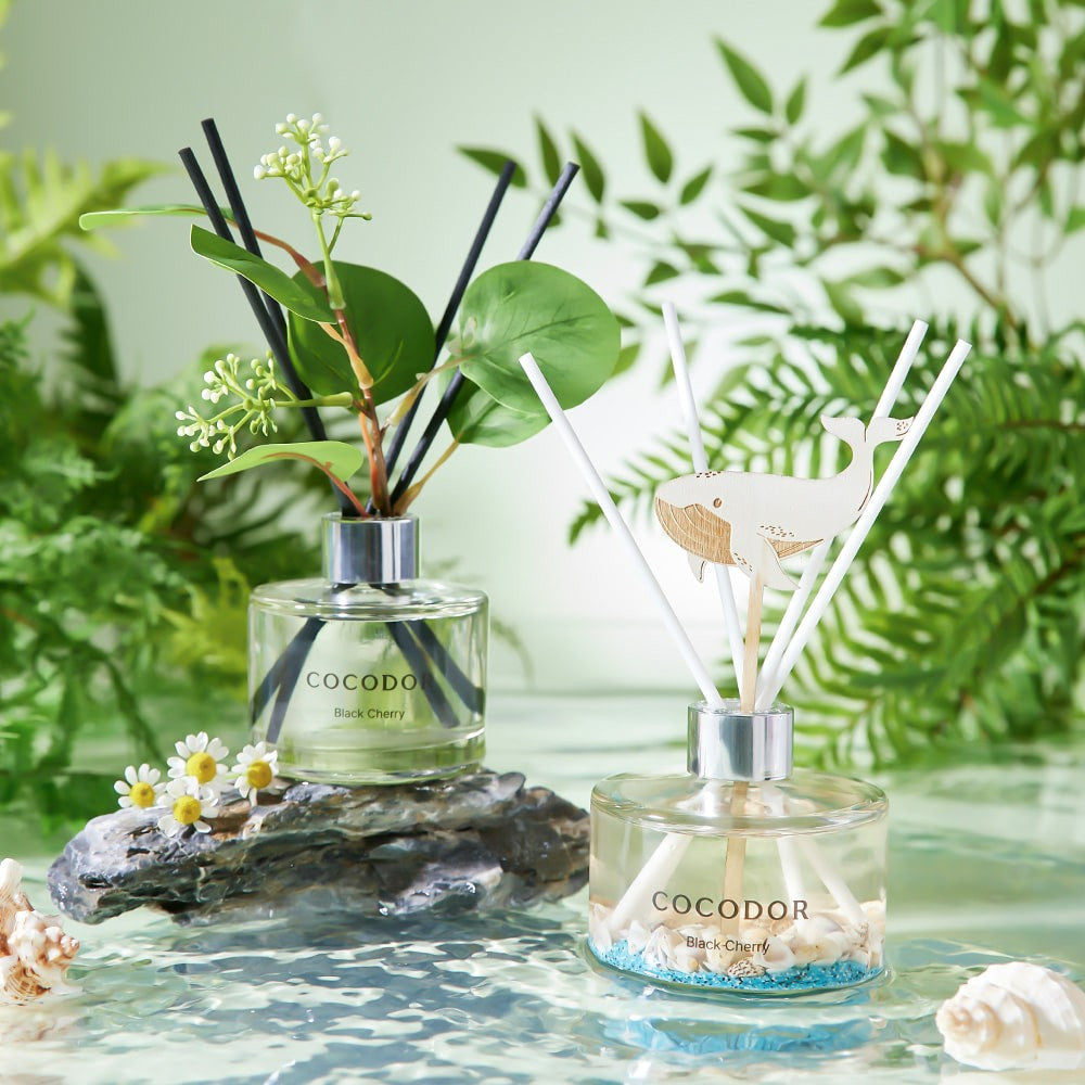 Forest & Ocean Diffuser adorned with seashells and flowers