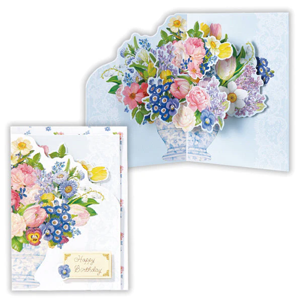 Purple Flowers Birthday Celebration 3D Card