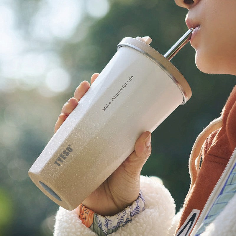 Straw Tumbler with Lid 600ml 8 Colors Available