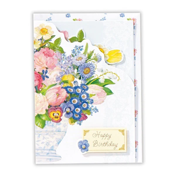 Purple Flowers Birthday Celebration 3D Card