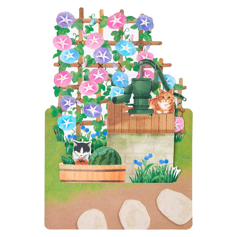 Morning Glories and Water Well Greeting Card