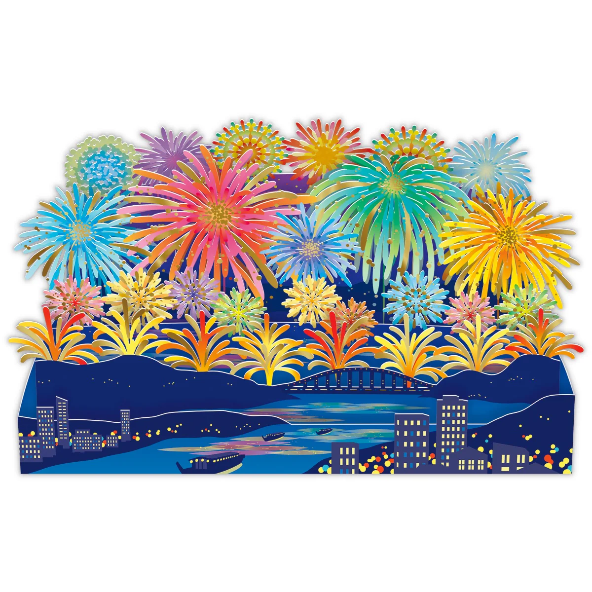 Fireworks Festival 3D Greeting Card